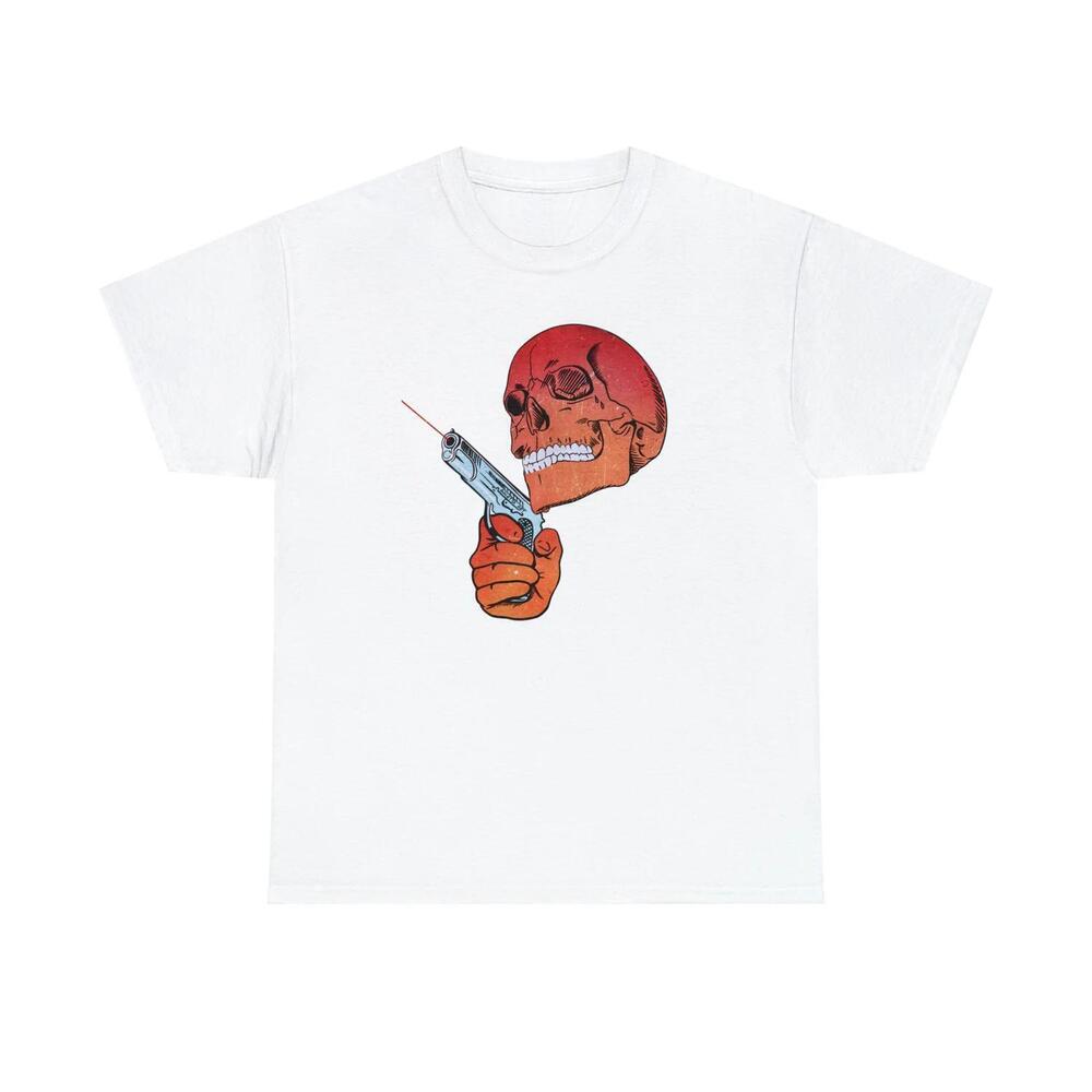 Pulp Horror Art Tee, Comic Skull T-Shirt, Gangster Tee For Boyfriend, Pulp Art